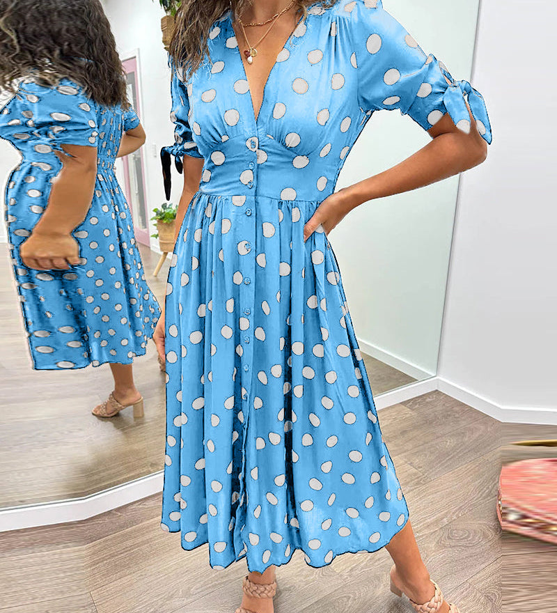 Vivienne Polka Dot V-Neck Dress