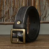 Dalton Genuine Leather Brass Buckle Belt