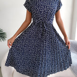 Roselyn Pleated Floral A-Line Dress